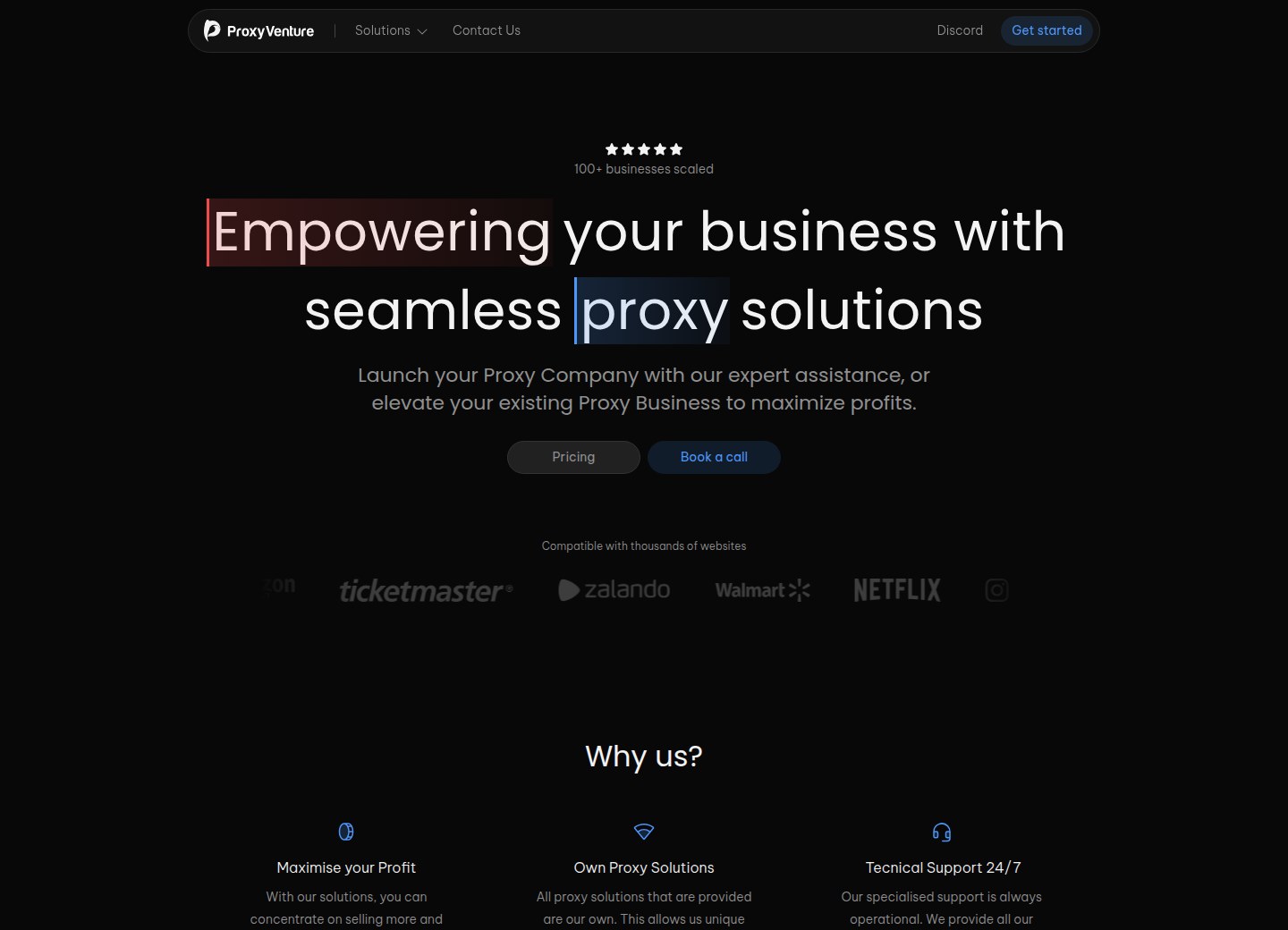 ProxyVenture public website homepage