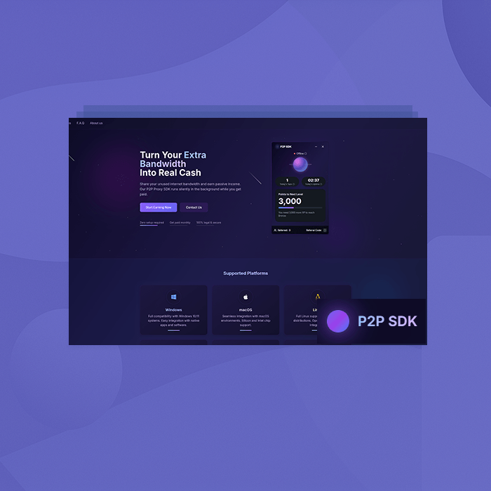 P2PSDK Bandwidth Monetization SDK